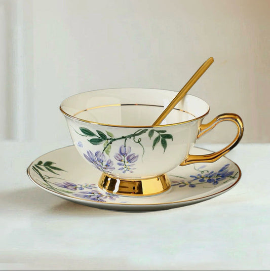 Wisteria Floral  Cup Set Bone China 220ml(Gift Box)