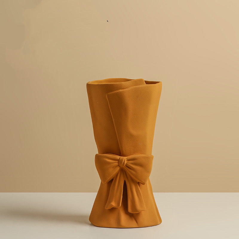 Bow - adorned Vase Rustic Style