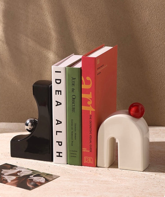 Decorative Stylish Geometric Ceramic Bookends (1 Pair)