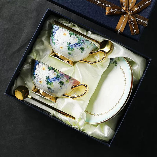 Floral Serenade Coffee Tea Cup Set Bone China 220ml (6pcs gift package)