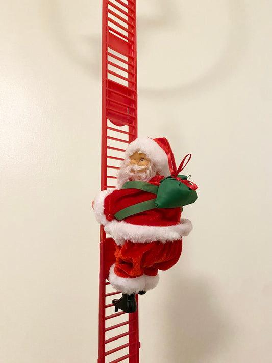 Electric Climbing Santa Claus  Christmas Decoration with Music and Light - Ladder