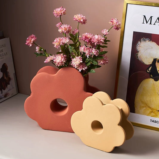 Decorative Flower - Shaped Ceramic Vase