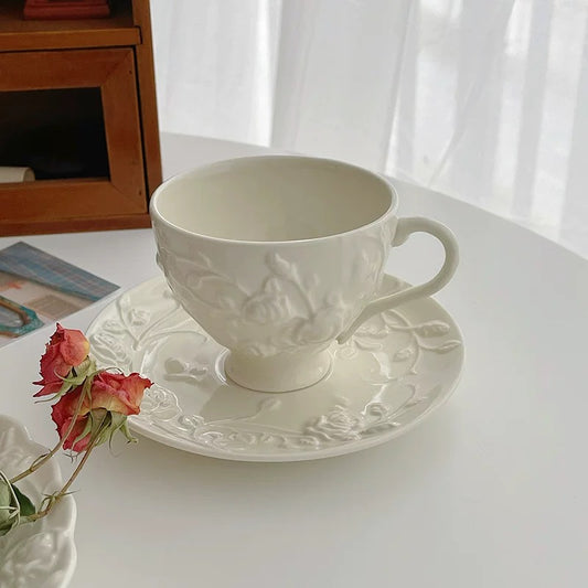 Luxury-embossed Ceramic Coffee Cup Set 210ml (gift package)