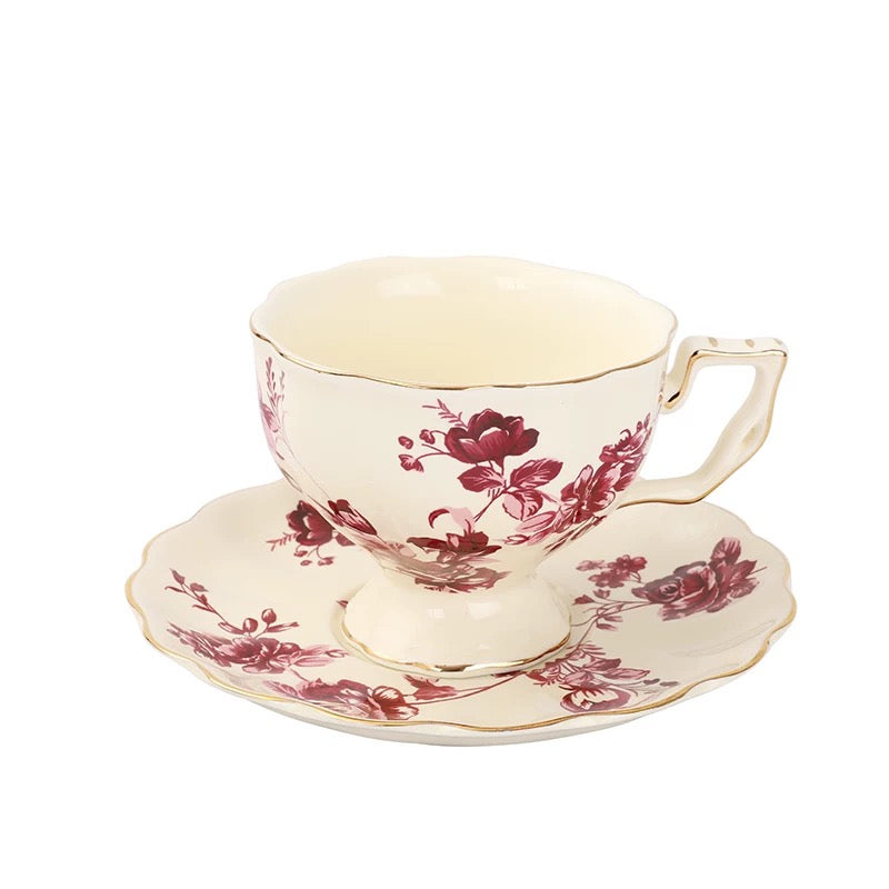 Floral Ceramic Coffee Tea Cup Set 240ml (gift package)