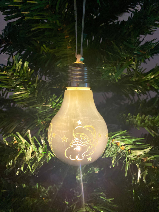 Lighted Santa Bulb Christmas Ornament