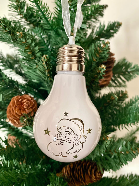 Lighted Santa Bulb Christmas Ornament