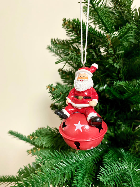 Santa on Red Bell Christmas Ornament