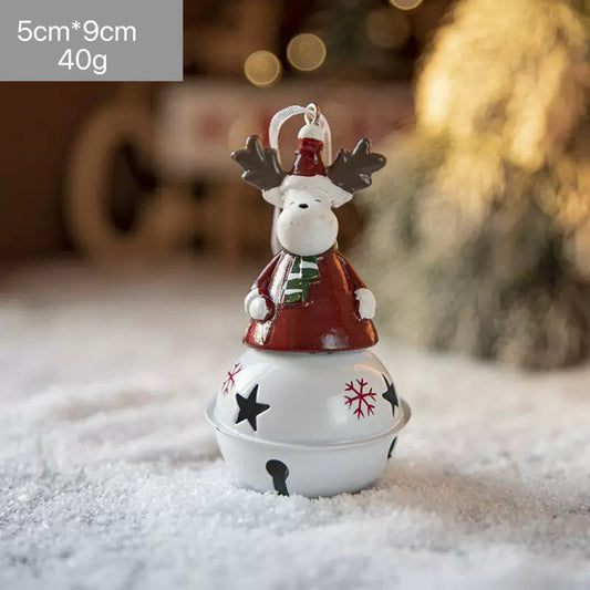 Reindeer on White Bell Christmas Ornament