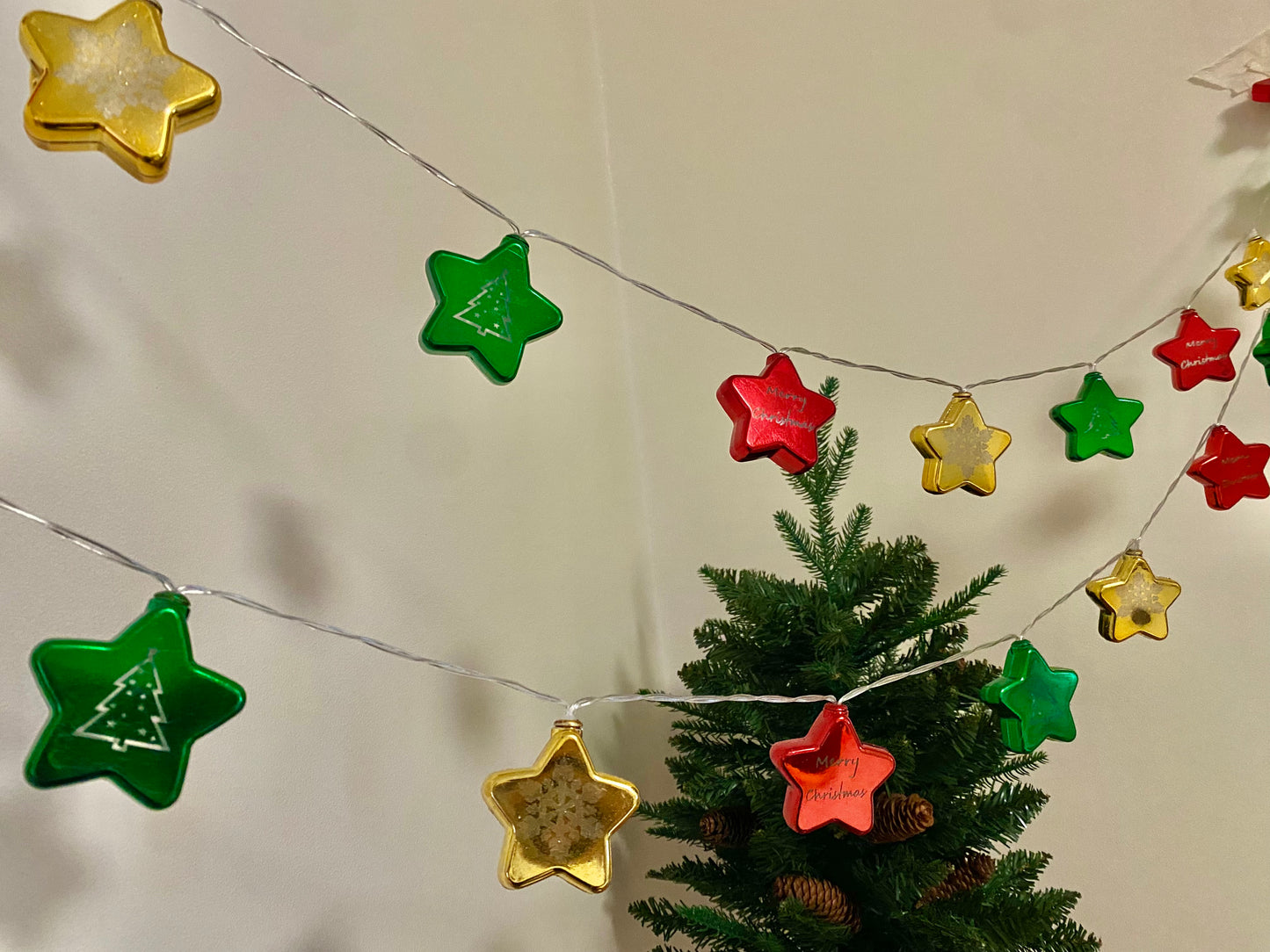 Christmas Star String Lights - 3M Length with 20 Stars - USB