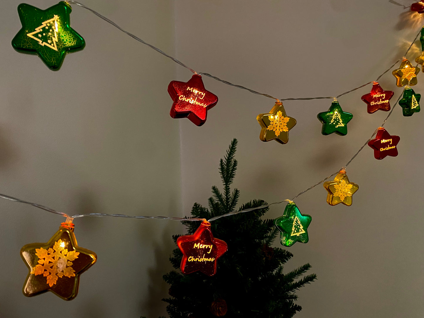 Christmas Star String Lights - 3M Length with 20 Stars - USB