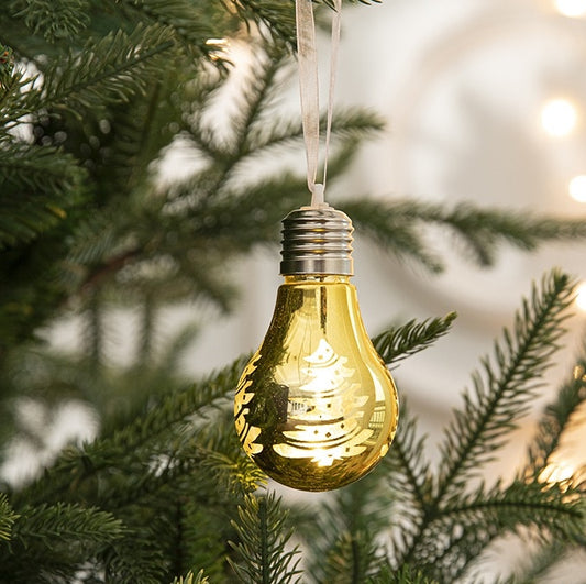 Lighted Golden Bulb Christmas Ornament