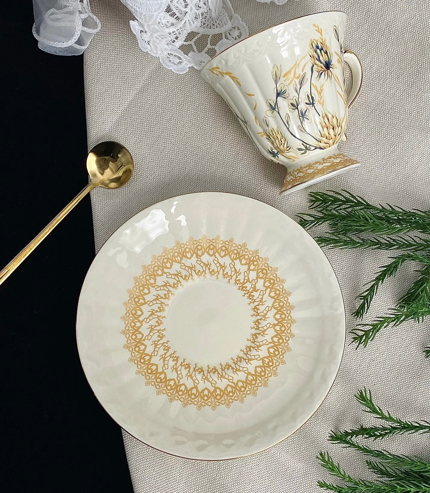 French Floral Ceramic  Cup Set 180ml (Gift Box)
