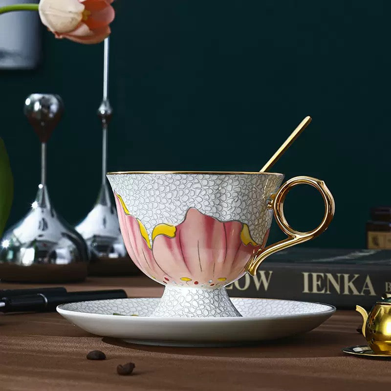 Floral Whisper Coffee Tea Cup Set Bone China 260ml( 3pcs gift package)