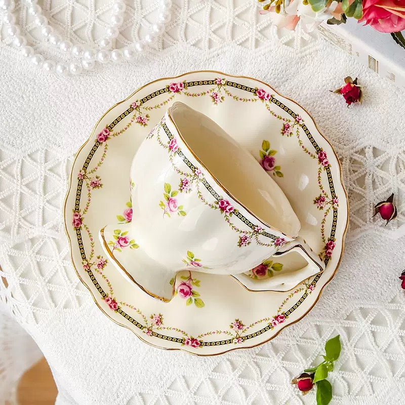 British Rose Ceramic Coffee Tea Cup Set 230ml (gift package)