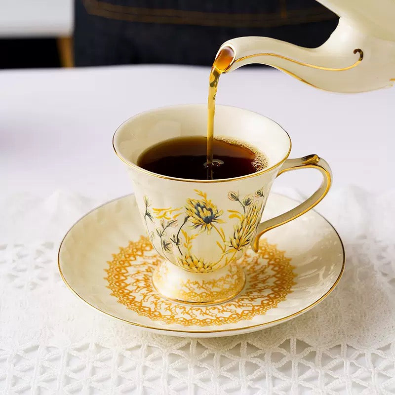 Floral Ceramic Coffee Tea Cup Set 180ml (gift package)