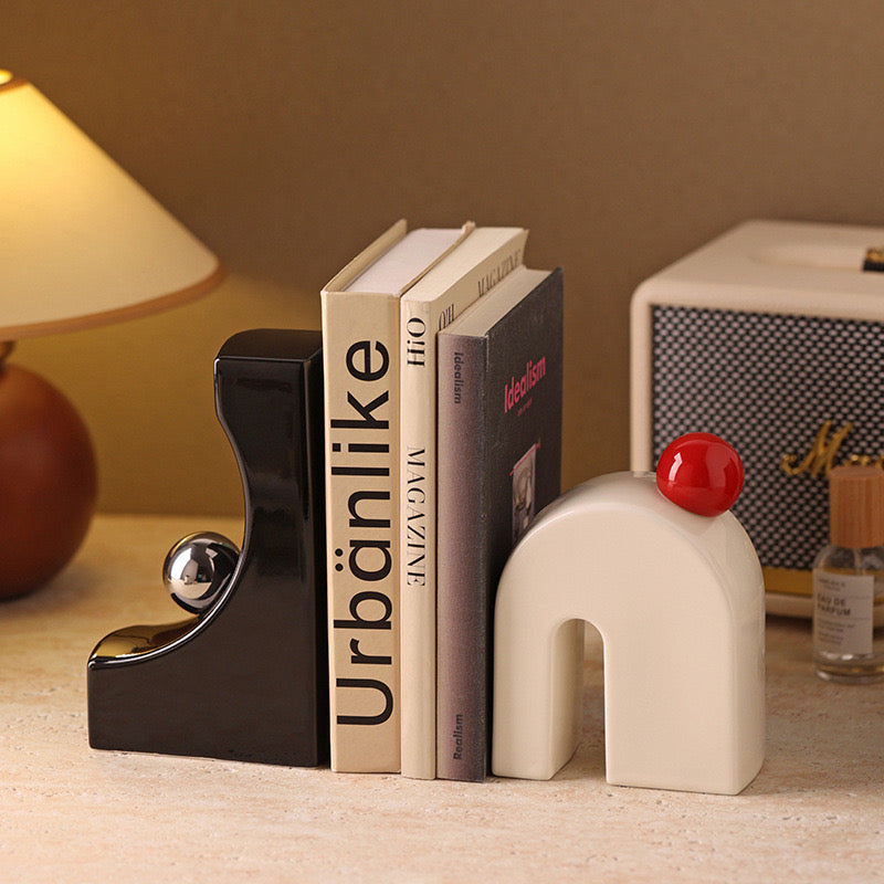 Decorative Stylish Geometric Ceramic Bookends (1 Pair)
