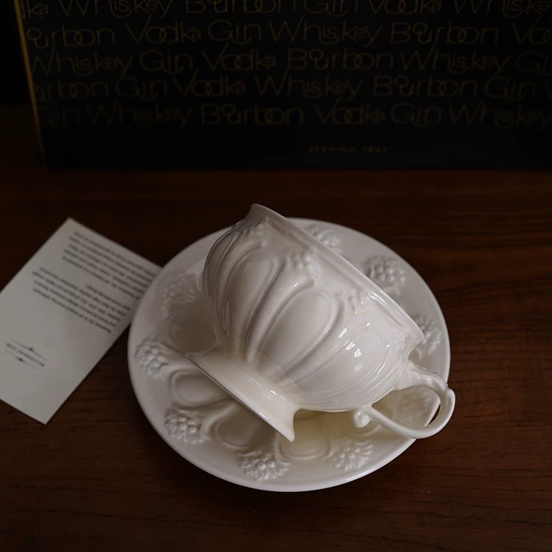 Luxury-embossed Ceramic Coffee Cup Set 250ml (gift package)