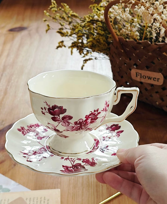 Floral Ceramic Coffee Tea Cup Set 240ml (gift package)