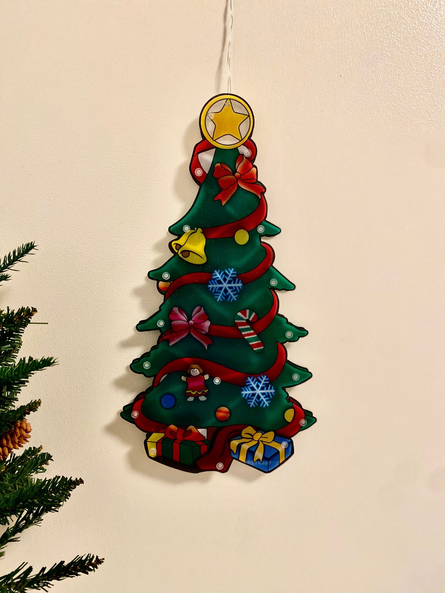 Christmas Tree Window Hanging Light Decor