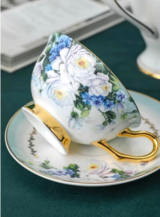 Floral Serenade Coffee Tea Cup Set Bone China 220ml (3pcs gift package)