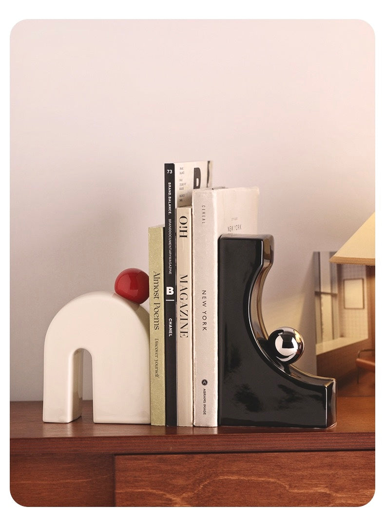Decorative Stylish Geometric Ceramic Bookends (1 Pair)