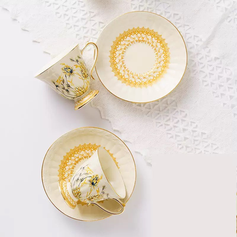Floral Ceramic Coffee Tea Cup Set 180ml (gift package)