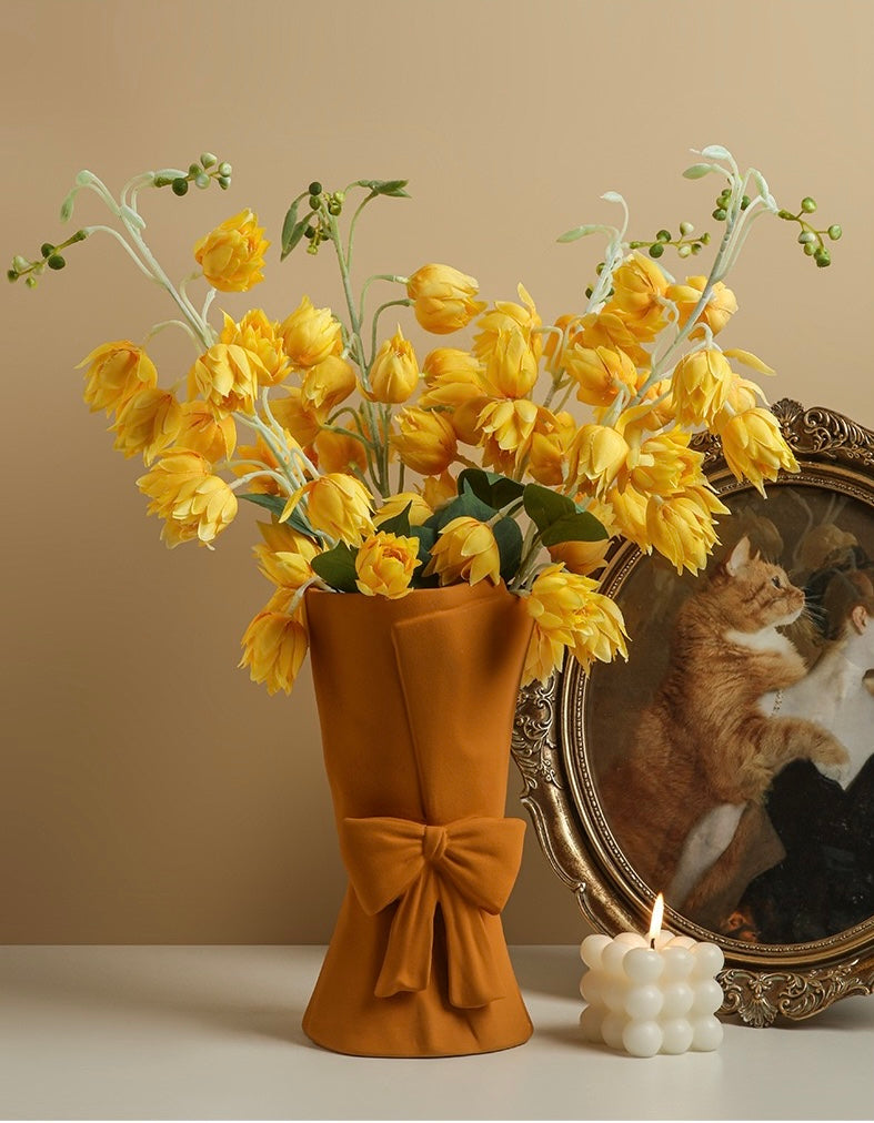 Bow - adorned Vase Rustic Style