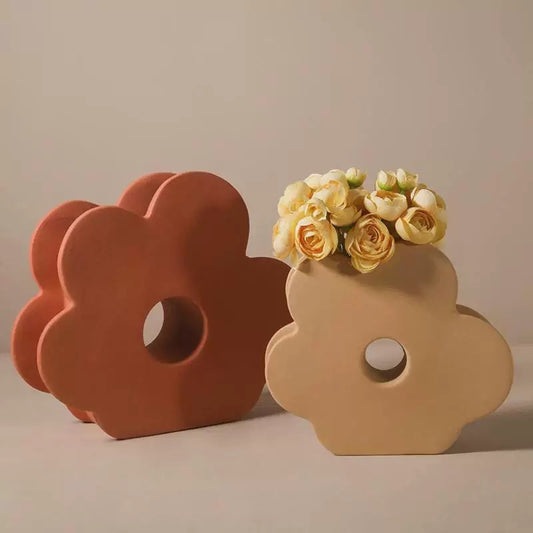 Decorative Flower - Shaped Ceramic Vase