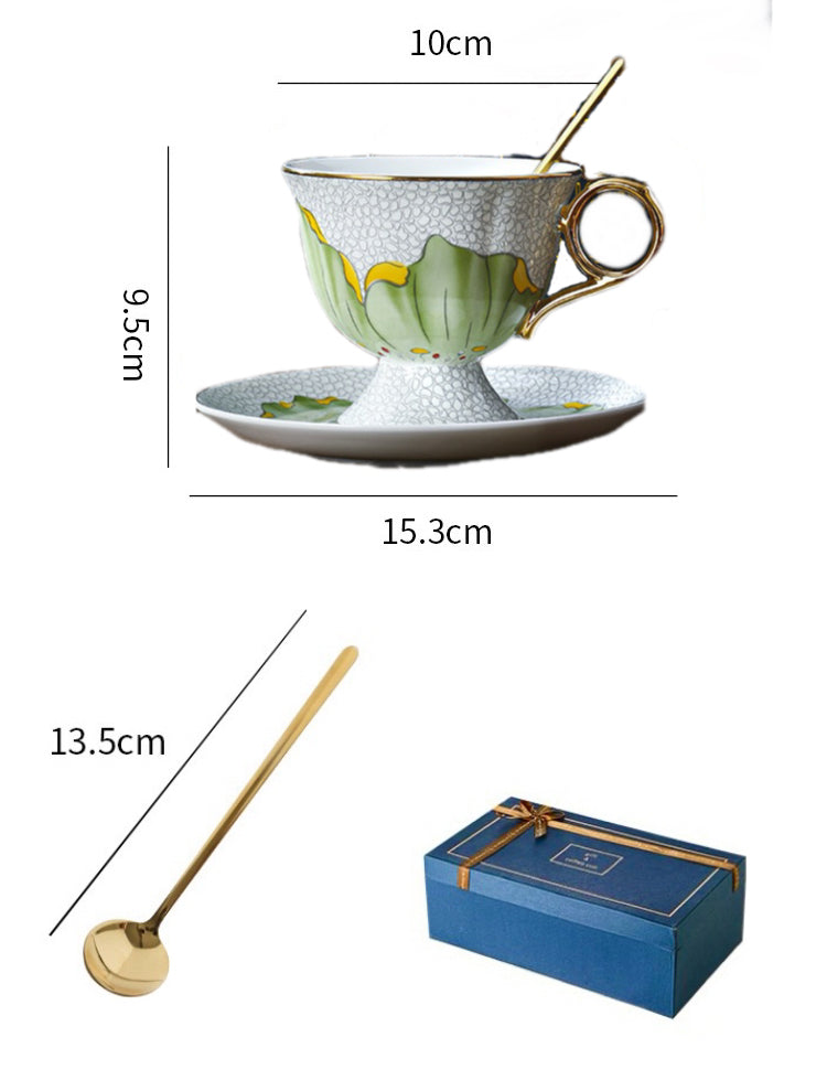 Floral Whisper Coffee Tea Cup Set Bone China 260ml( 3pcs gift package)