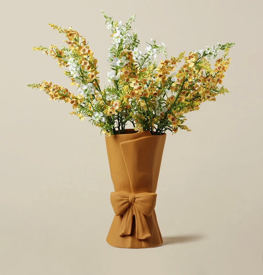 Bow - adorned Vase Rustic Style
