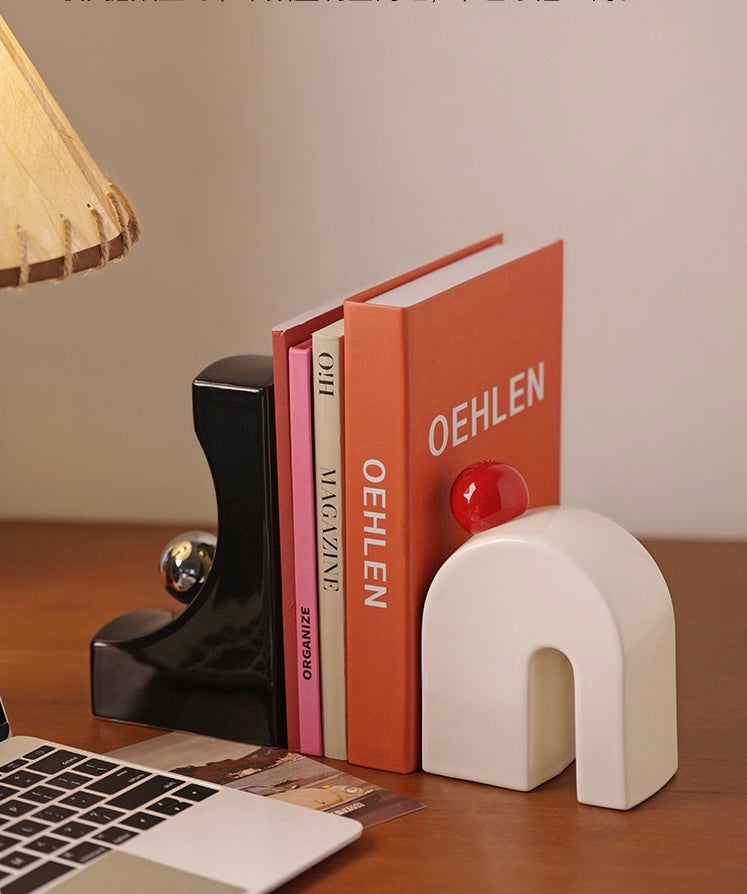 Decorative Stylish Geometric Ceramic Bookends (1 Pair)