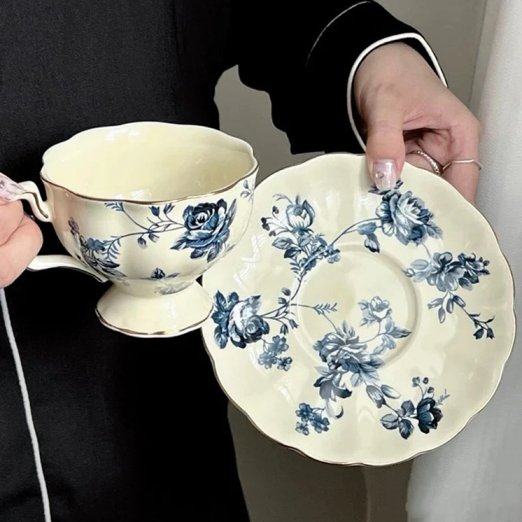 Floral Ceramic Coffee Tea Cup Set 240ml (gift package)