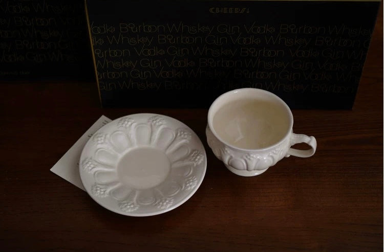Luxury-embossed Ceramic Coffee Cup Set 250ml (gift package)