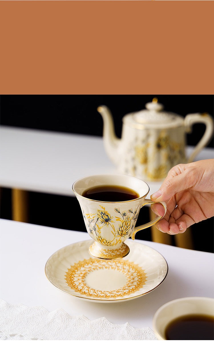 Floral Ceramic Coffee Tea Cup Set 180ml (gift package)