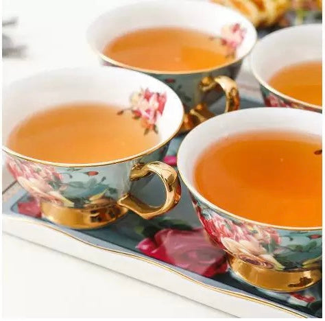 Rosy - Bouquet Floral Coffee Tea Cup Set Bone China 220ml( 3pcs gift package)