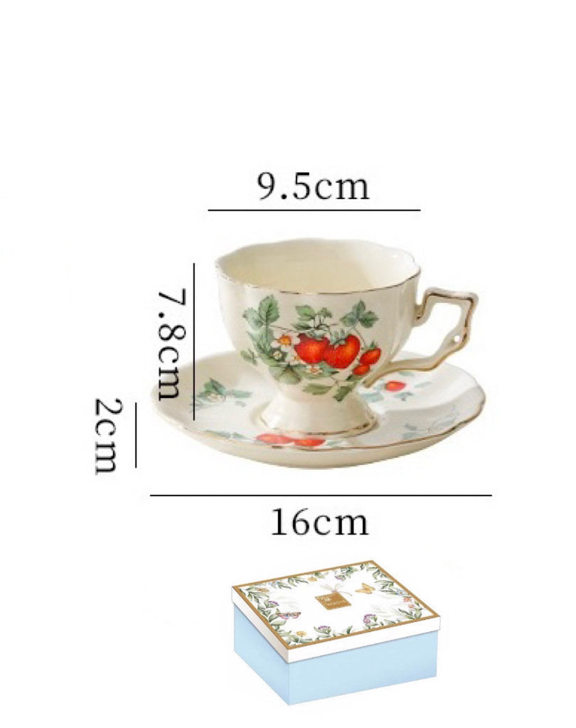 Strawberry Ceramic Coffee Tea Cup Set 220ml (gift package)