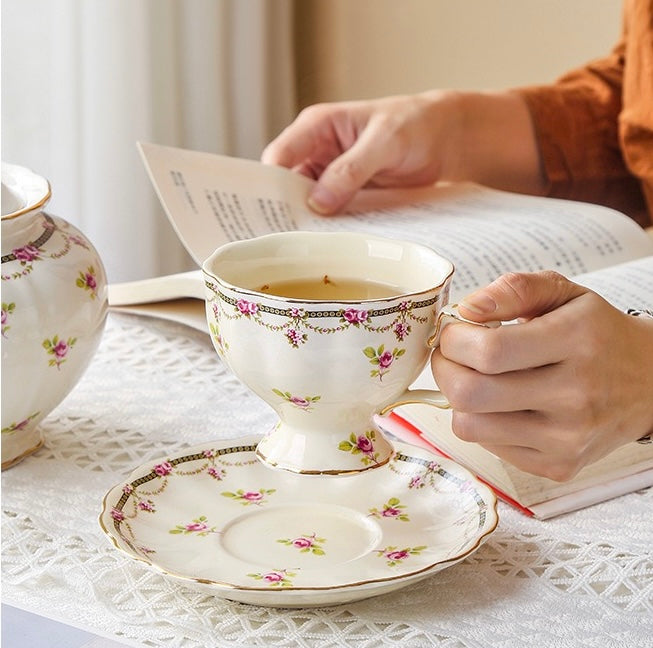 British Rose Ceramic Coffee Tea Cup Set 230ml (gift package)
