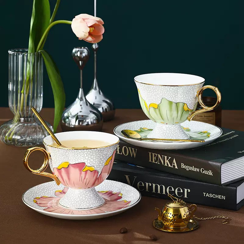 Floral Whisper Coffee Tea Cup Set Bone China 260ml( 3pcs gift package)