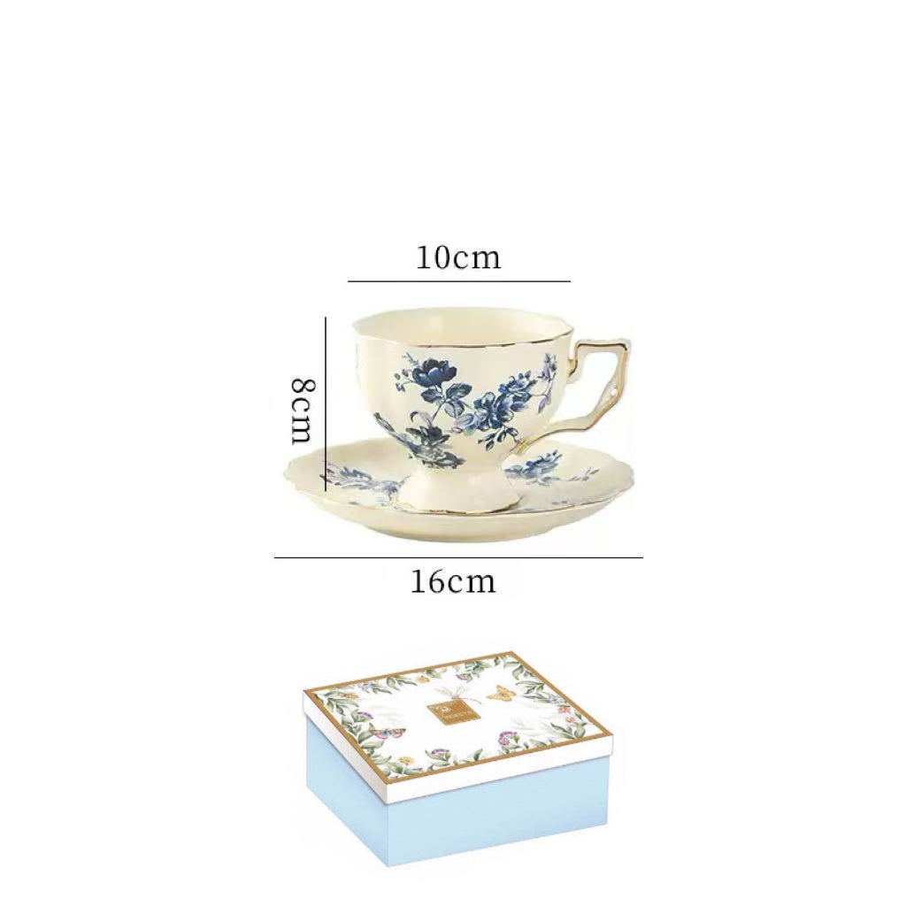 Floral Ceramic Coffee Tea Cup Set 240ml (gift package)
