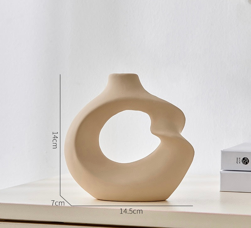 Artistic Ceramic Flower Vase Set with Artificial Eucalyptus