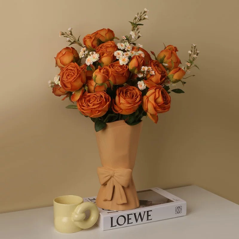 Bow - adorned Vase Rustic Style