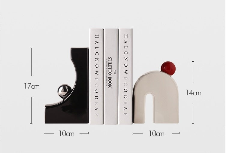 Decorative Stylish Geometric Ceramic Bookends (1 Pair)