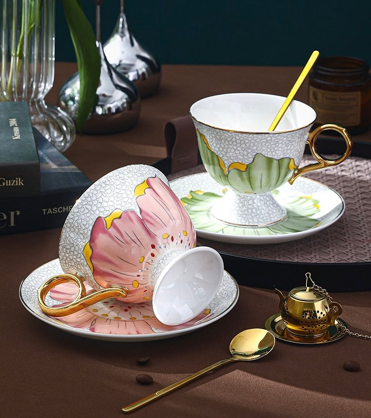 Floral Whisper Coffee Tea Cup Set Bone China 260ml( 3pcs gift package)