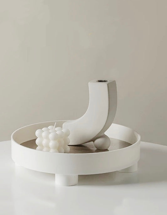 Wooden Tray and Curved Flower Vase Charming Set