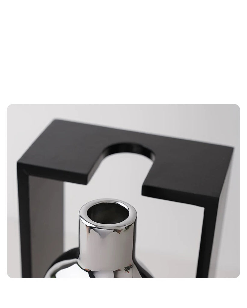 Framed Silver Vase Set