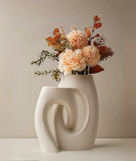 Ceramic Flower Vases Set with Artificial flowers