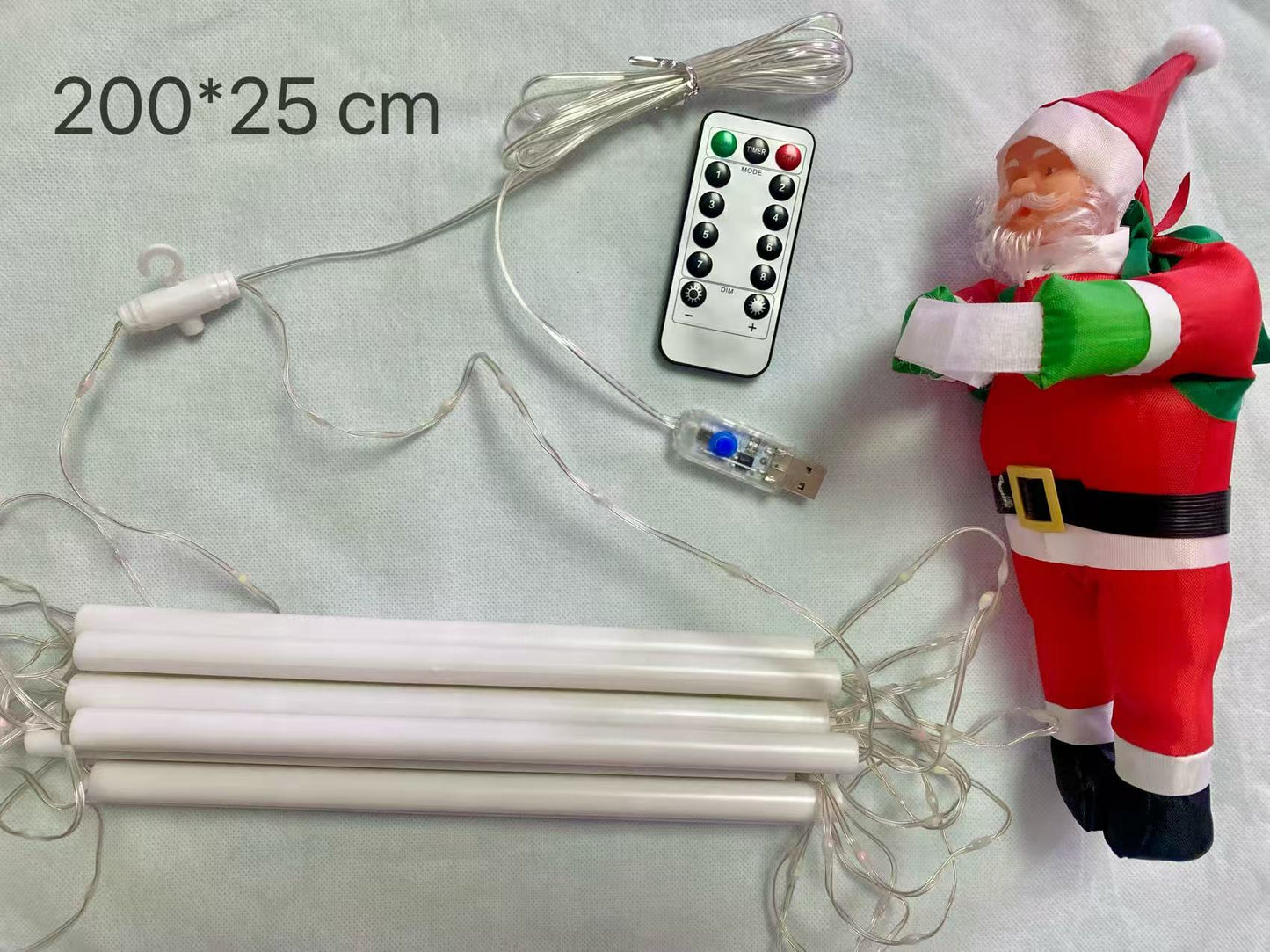 Electric Climbing Ladder Santa Claus Christmas Decoration with LED Lights- USB