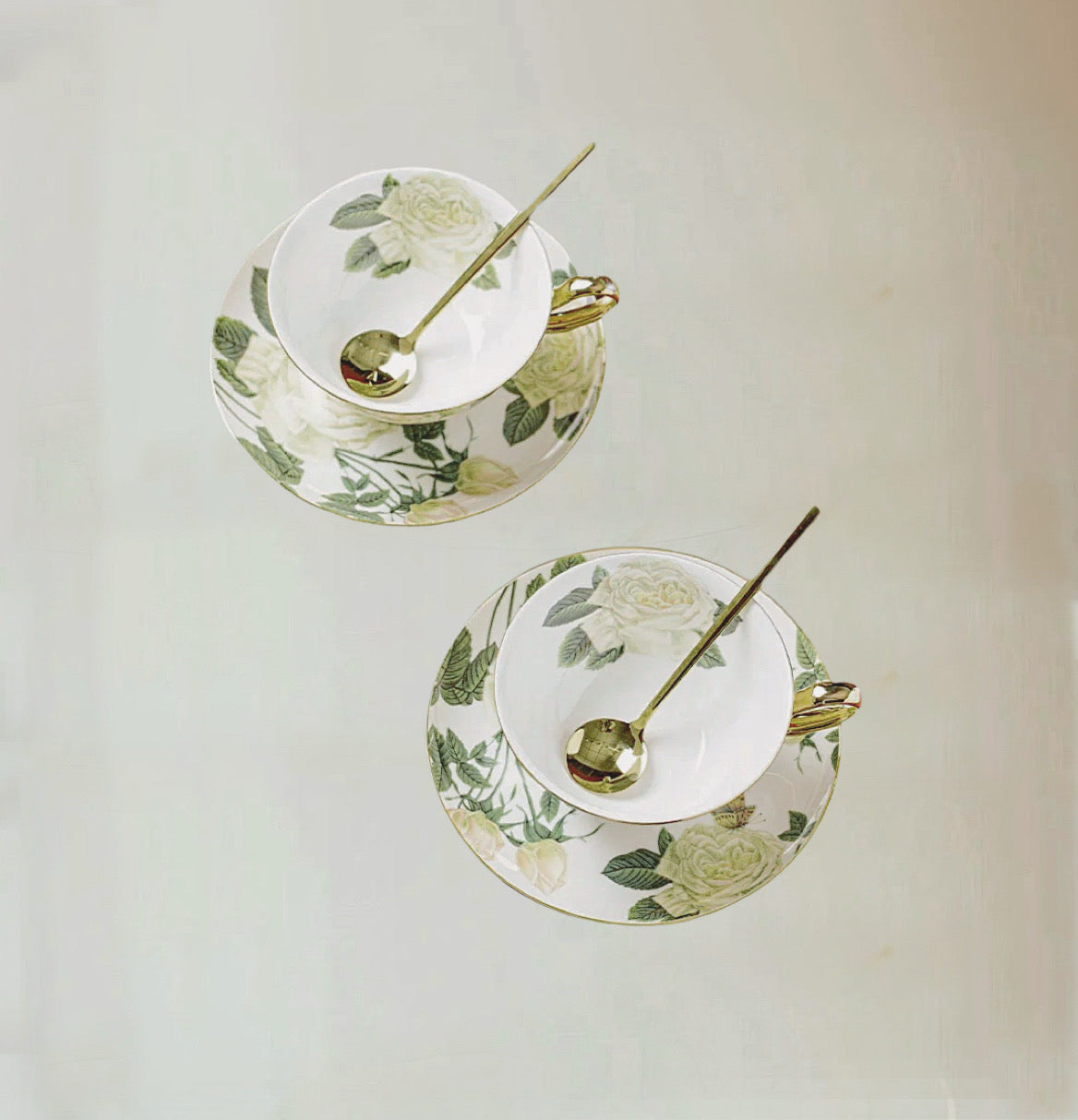 Rose - adorned Floral Coffee Tea Cup Set Bone China 220ml(Gift Box)